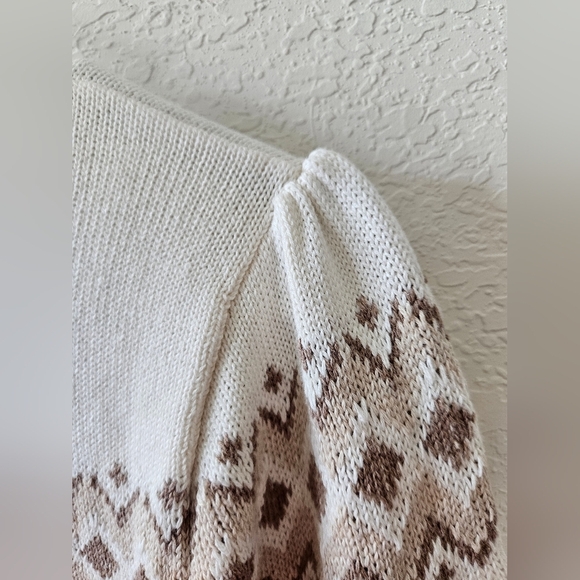 NWT J. Crew Factory Cotton Neutral Fair Isle Crewneck Sweater size L - Picture 7 of 11